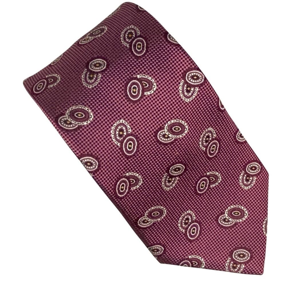 Zianetti‎ Necktie Mens Burgundy Pink Graphic Silk Italian Jacquard 58x3.5